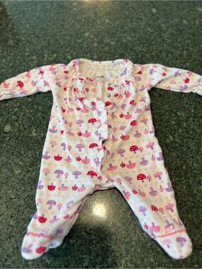 BabiesRUs Pink and Purple Mushroom Footed One-Piece